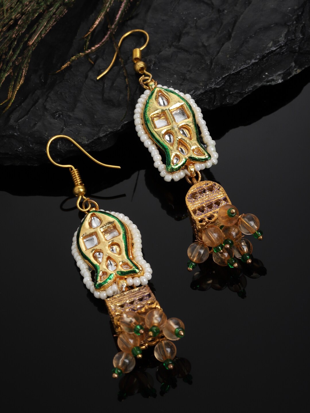 

DUGRISTYLE Classic Gold Plated Jhumkas, Green