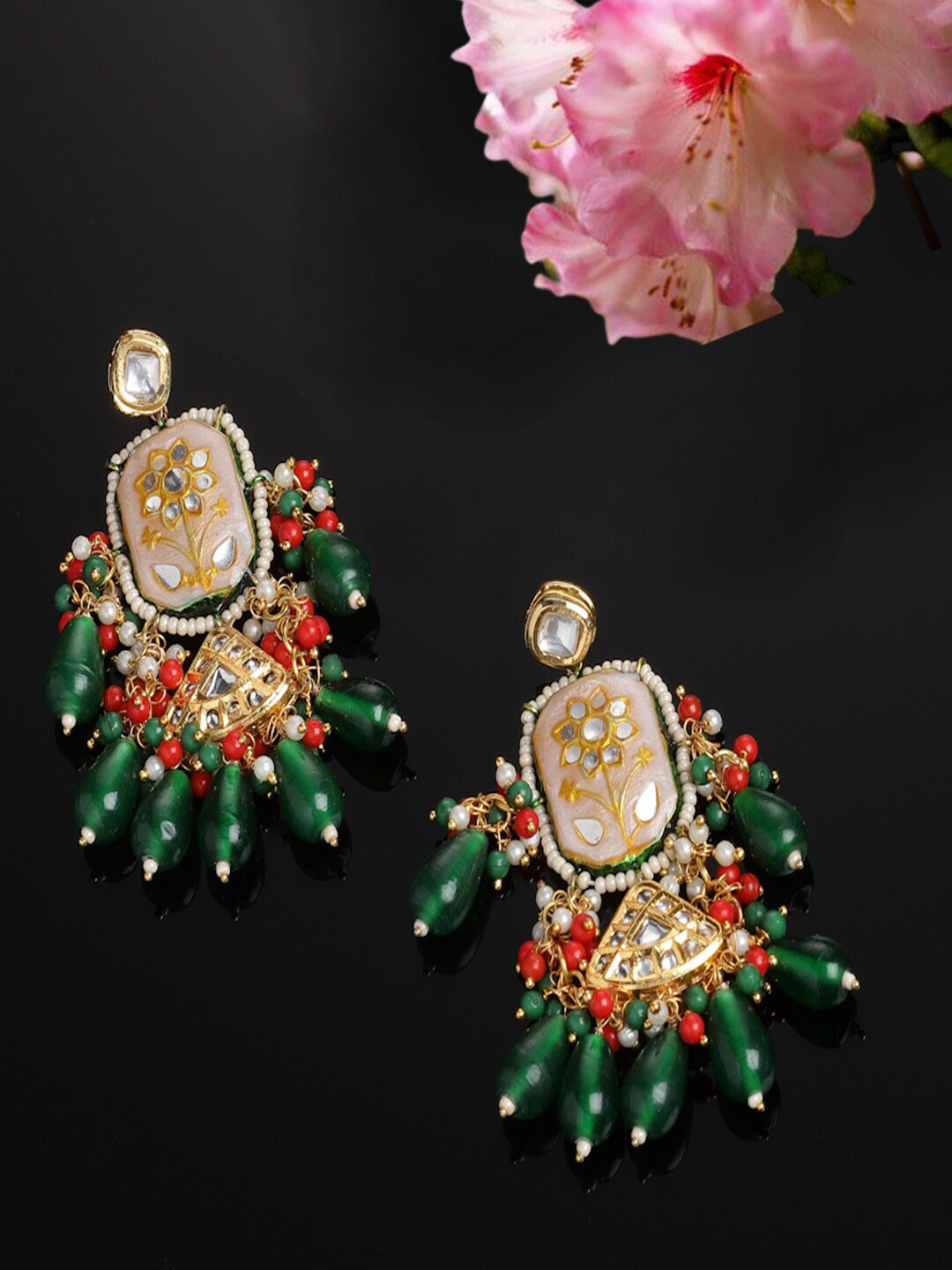 

DUGRISTYLE Gold-Plated Classic Drop Earrings, Peach