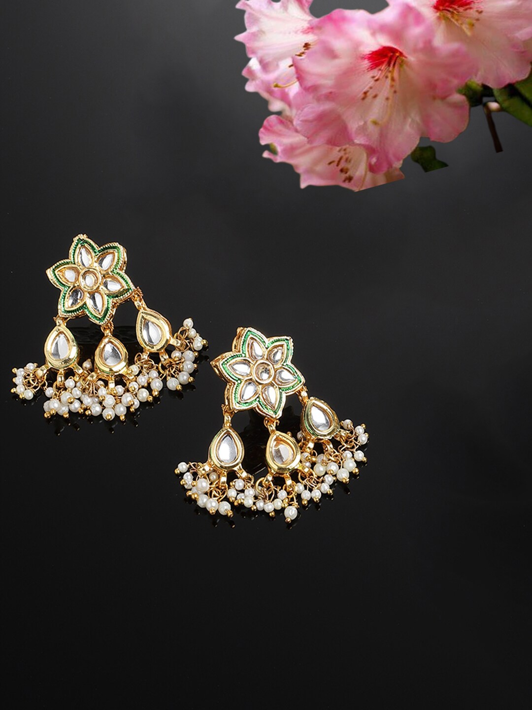 

DUGRISTYLE Classic Gold Plated Drop Earrings, Green
