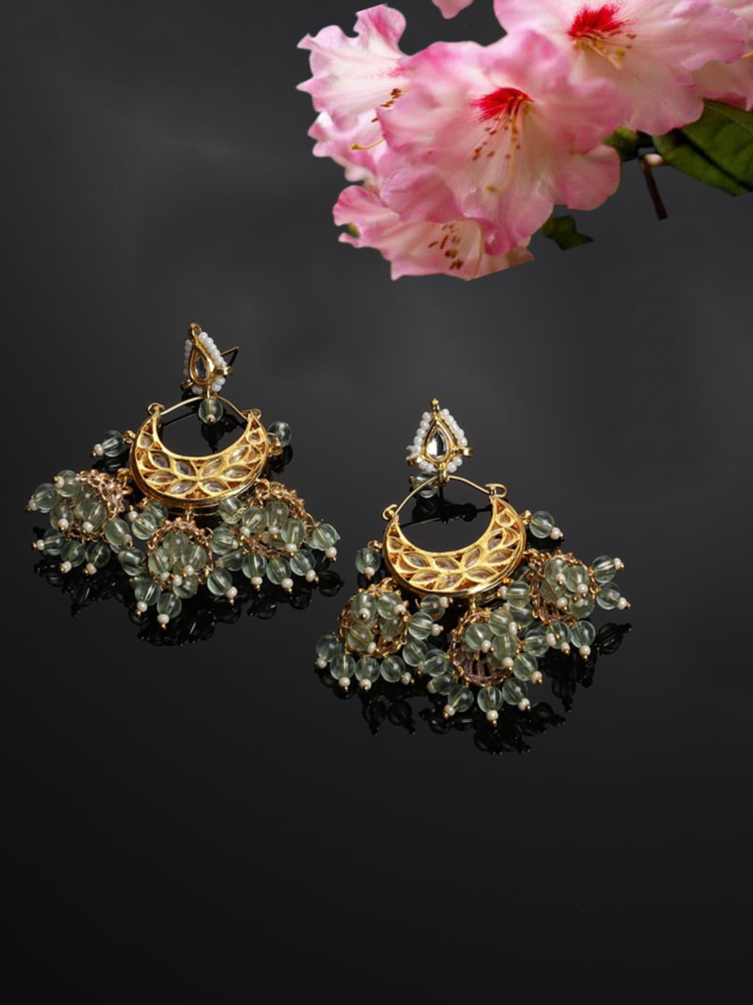 

DUGRISTYLE Gold-Plated Classic Chandbalis Earrings, Green