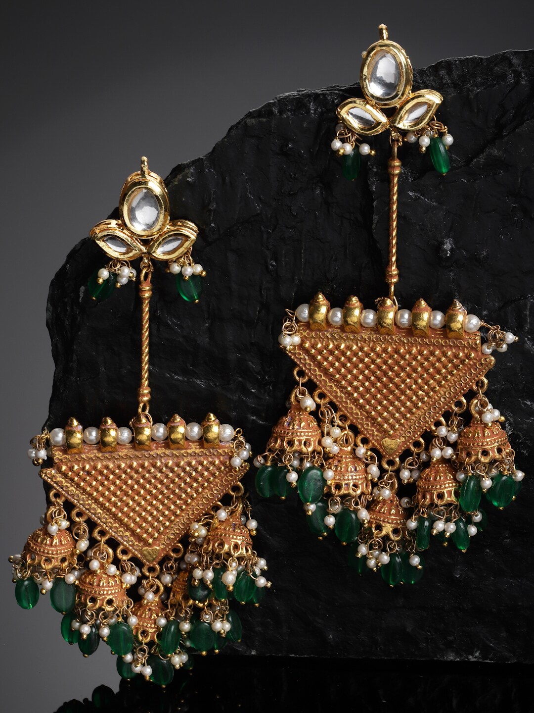 

DUGRISTYLE Gold-Plated Classic Jhumkas Earrings, Green