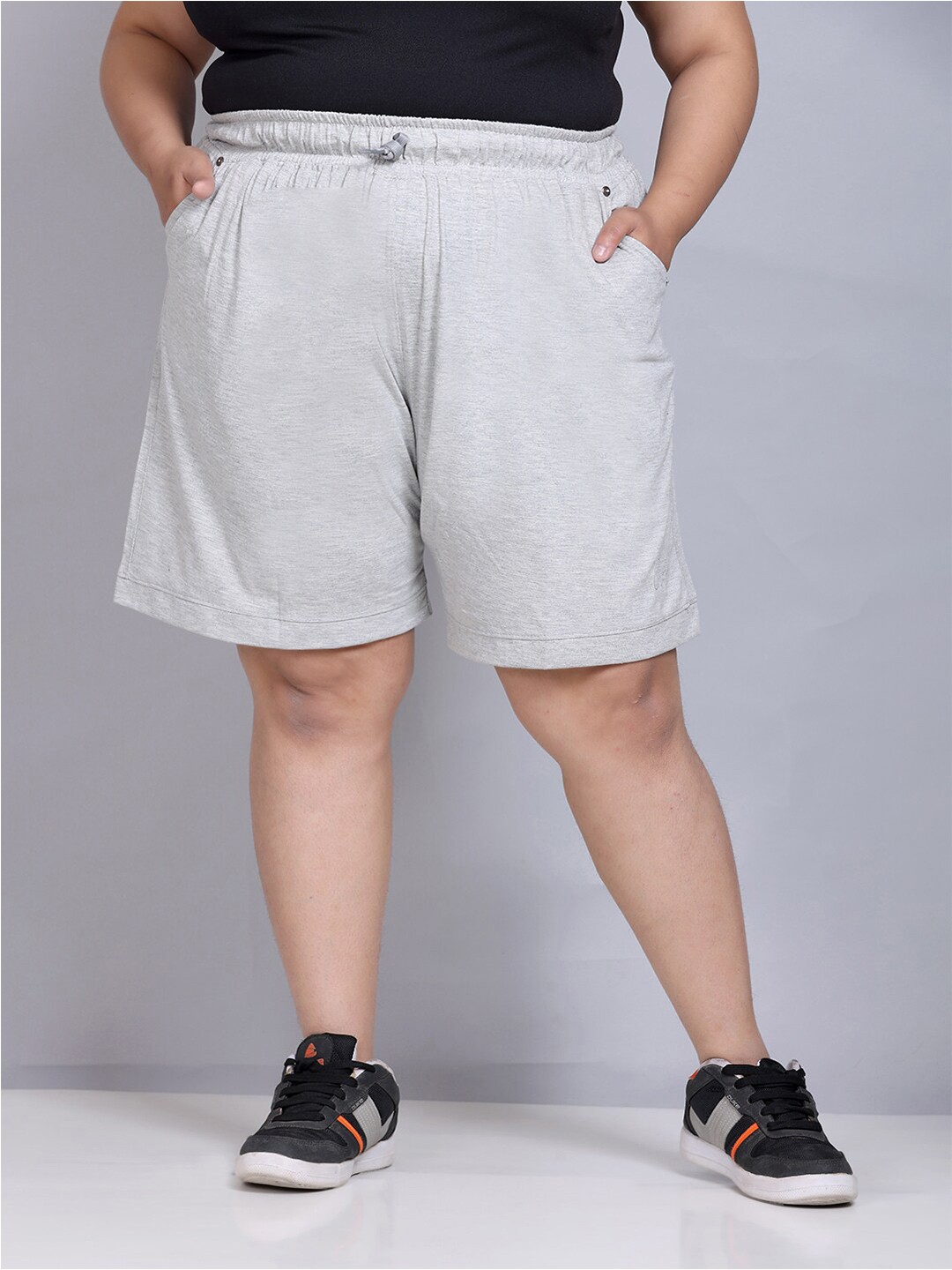 

CUPID Women Plus Size Cotton Lounge Shorts, Grey