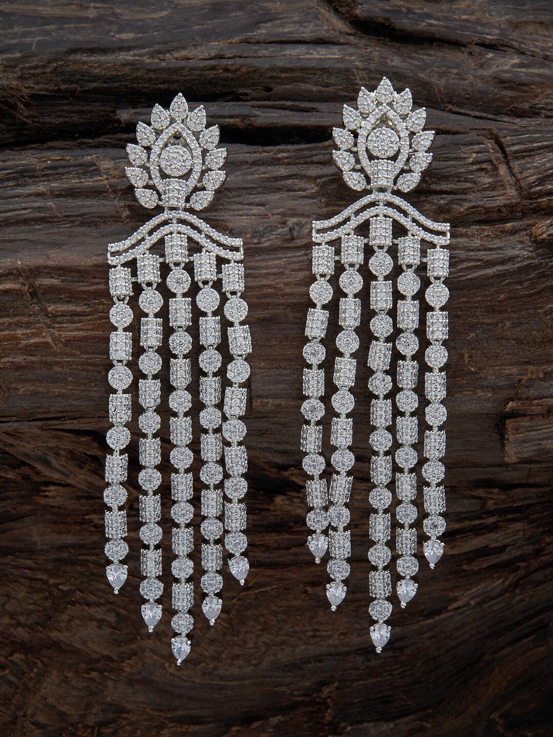 

Kushal's Fashion Jewellery Rhodium Plated Contemporary Drop Earrings, White