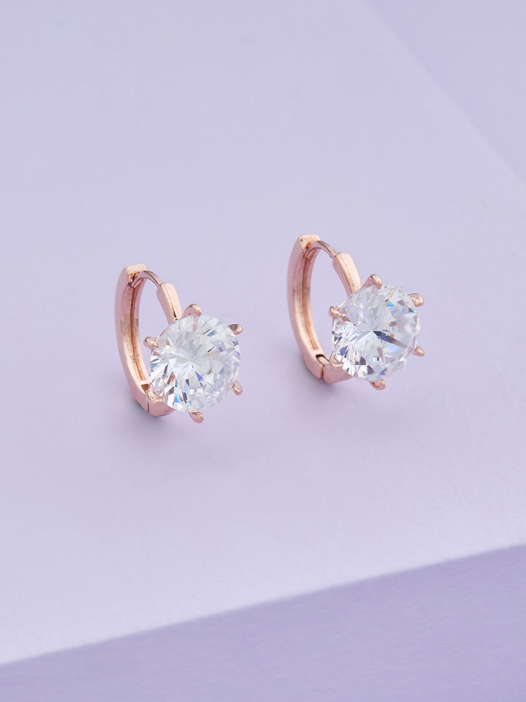 

Kushal's Fashion Jewellery Rose Gold Plated Contemporary Studs Earrings, White