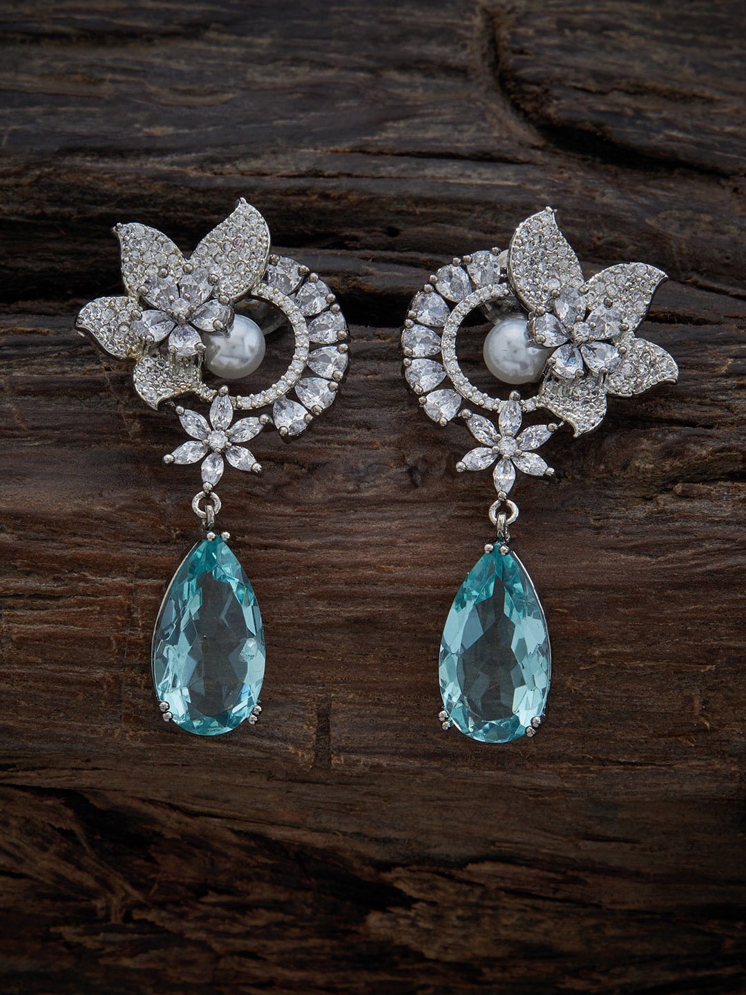

Kushal's Fashion Jewellery Rhodium-Plated Contemporary Drop Earrings, Sea green