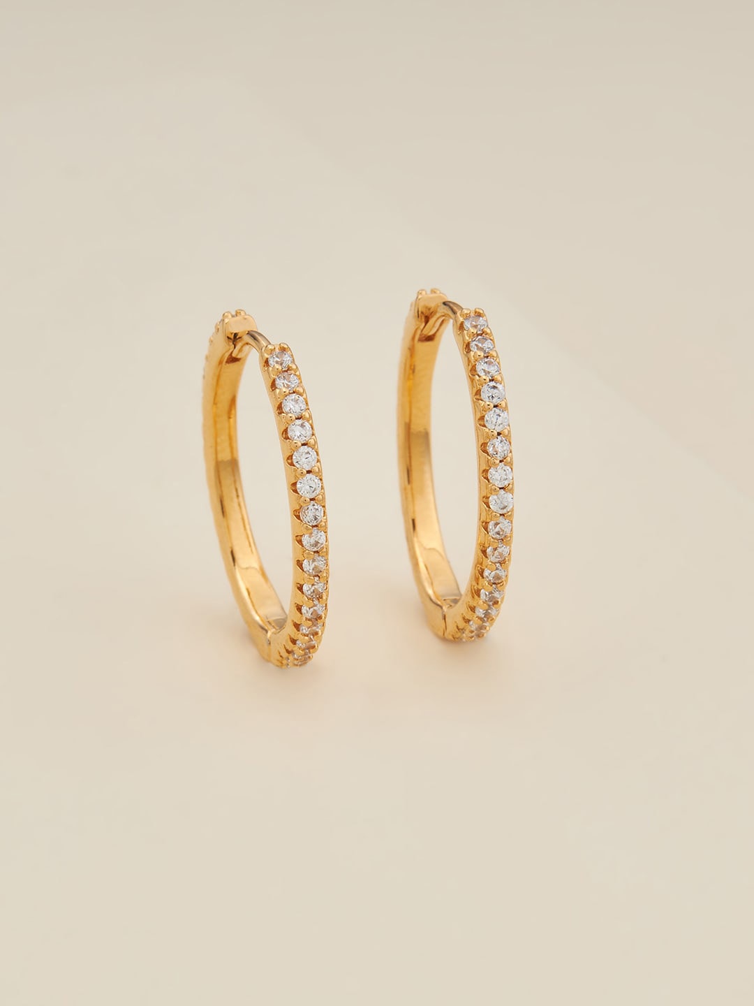 

Kushal's Fashion Jewellery Gold-Plated Cubic Zirconia Studded Hoop Earrings, White