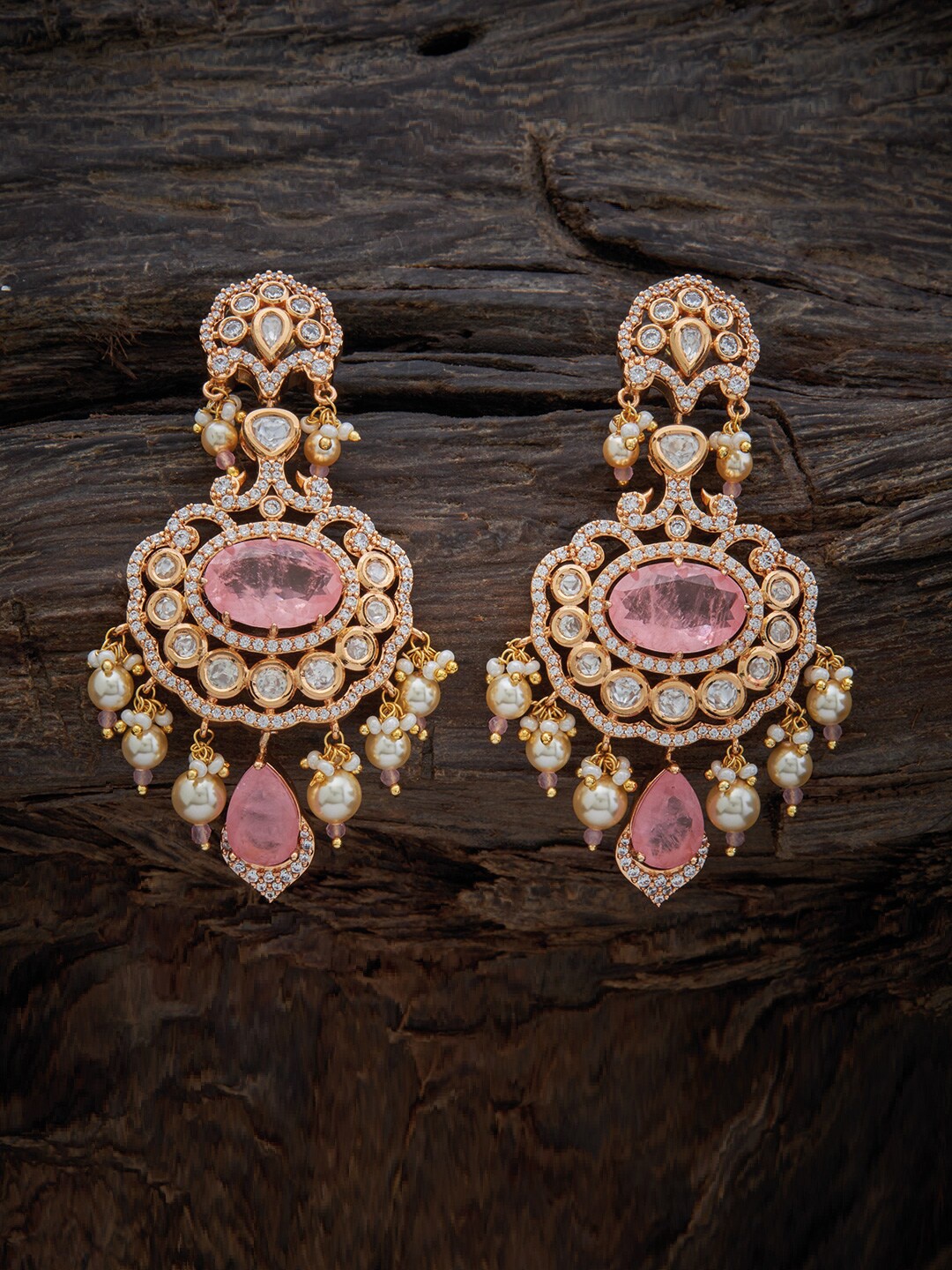 

Kushal's Fashion Jewellery Kundan Studded Drop Earrings, Pink