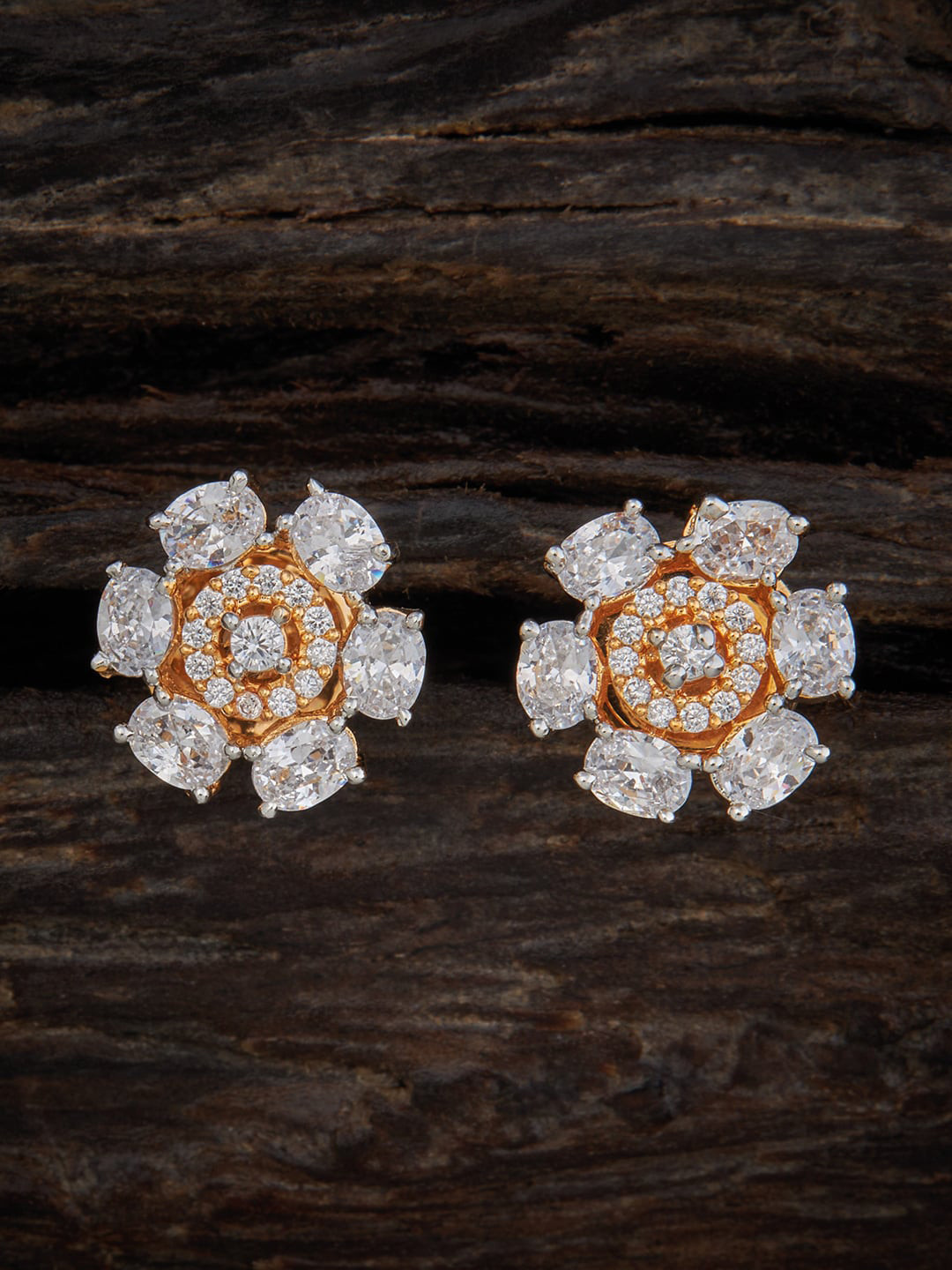 

Kushal's Fashion Jewellery Gold-Plated Cubic Zirconia Studded Stud Earrings, White