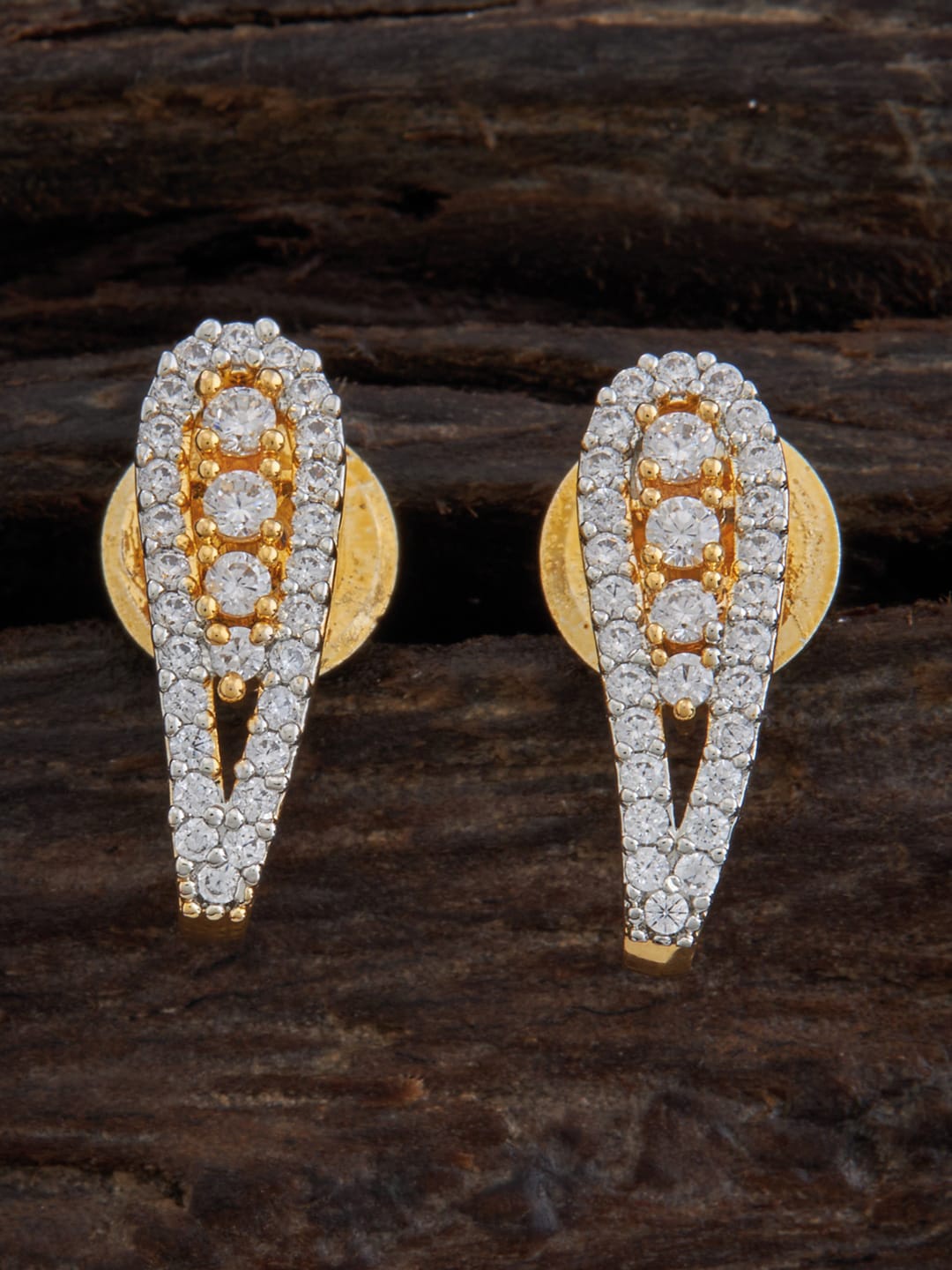 

Kushal's Fashion Jewellery Gold-Plated Cubic Zirconia Contemporary Studs Earrings, White