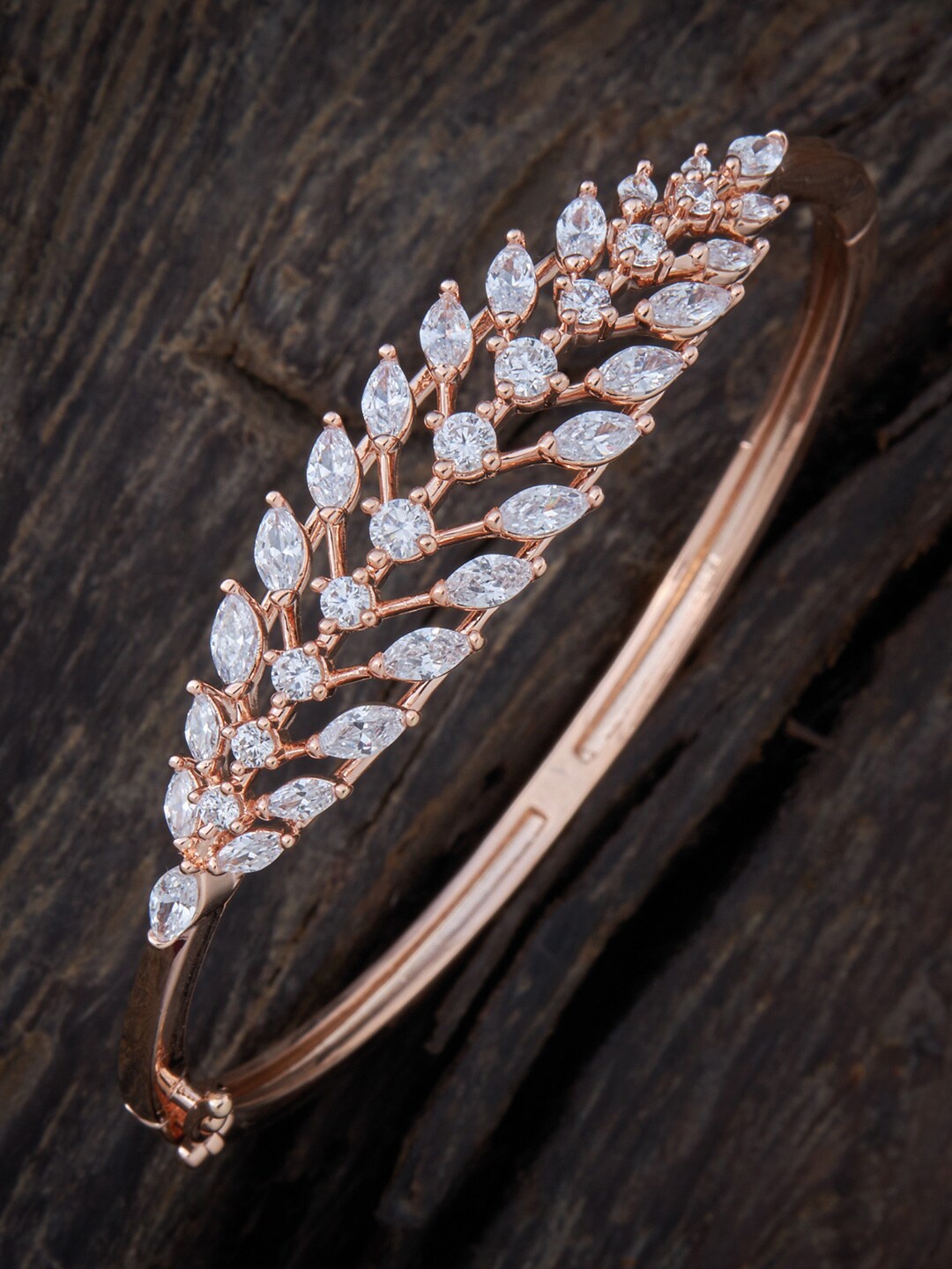 

Kushal's Fashion Jewellery Cubic Zirconia Antique Rose Gold-Plated Kada Bracelet