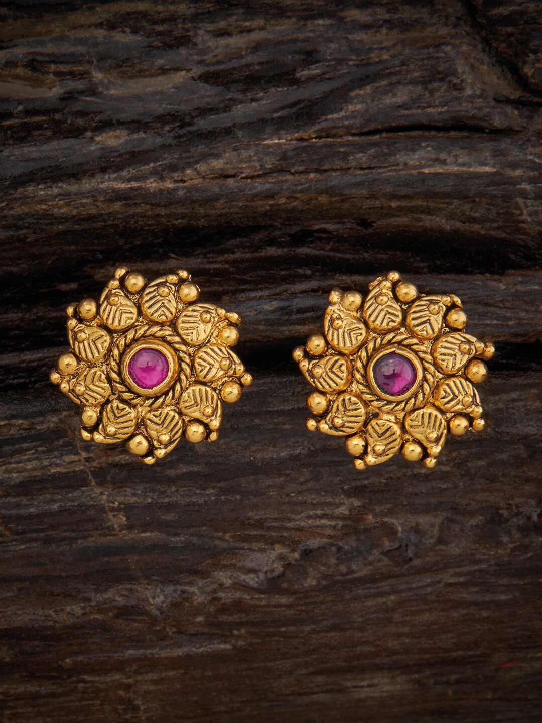 

Kushal's Fashion Jewellery Rhodium-Plated Contemporary Studs Earrings, Red