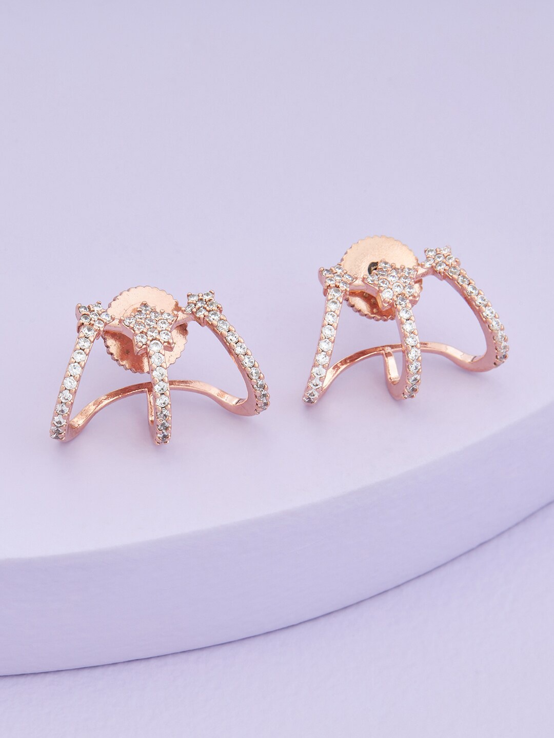 

Kushal's Fashion Jewellery Rose Gold-Plated Contemporary Studs Earrings, White