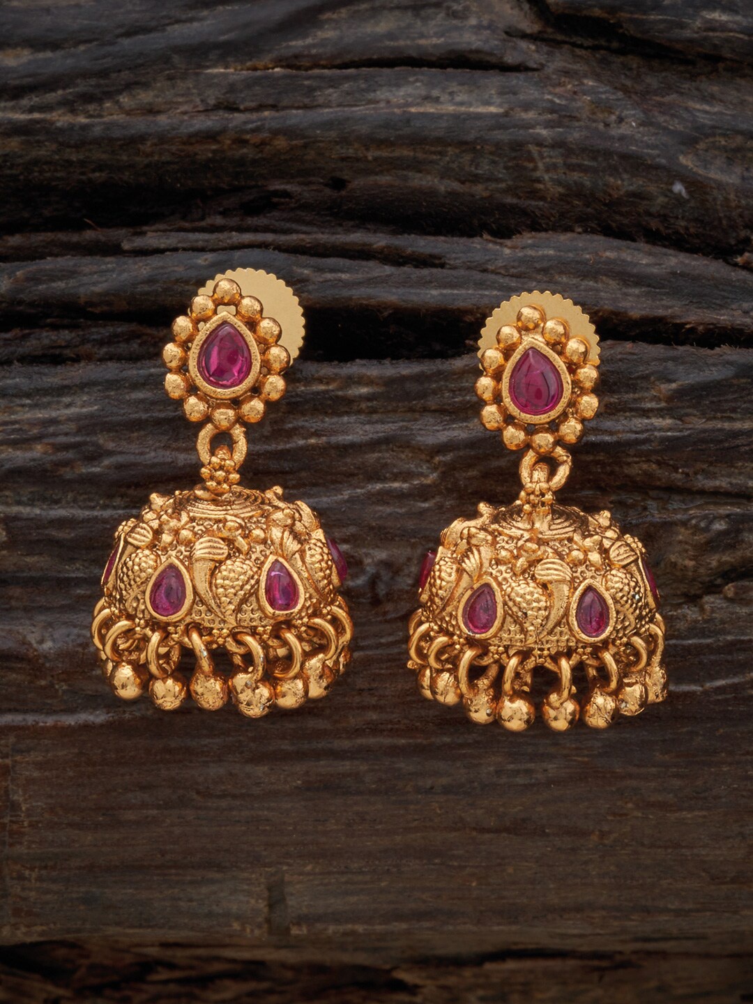 

Kushal's Fashion Jewellery Red Contemporary Jhumkas Earrings
