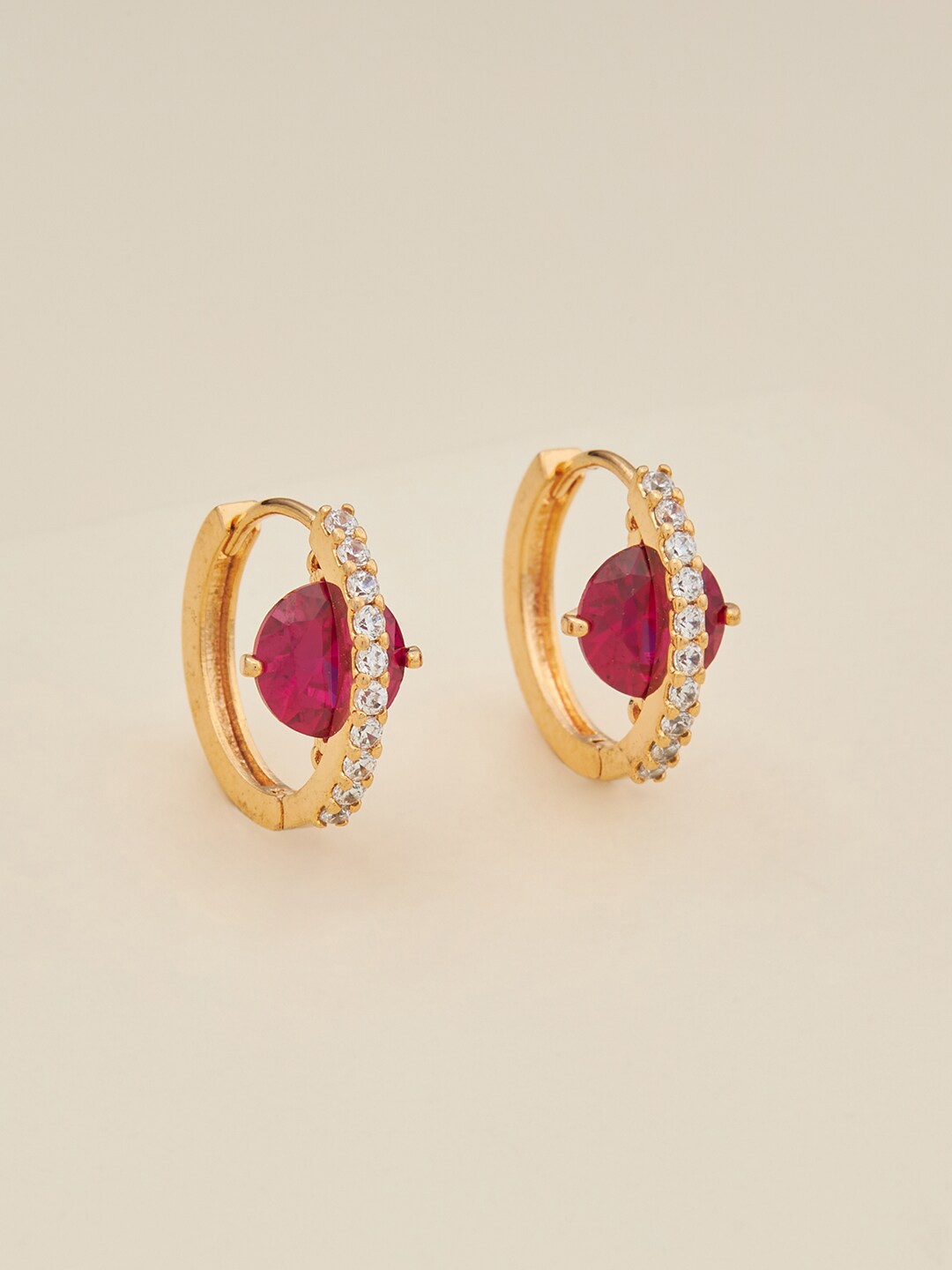 

Kushal's Fashion Jewellery Gold-Plated Contemporary Hoop Earrings, Red