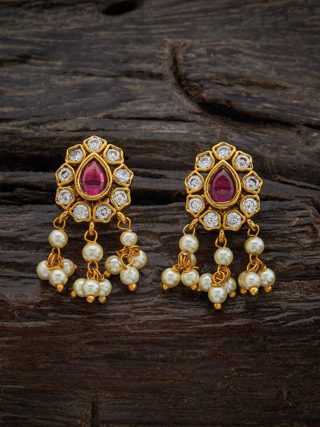 

Kushal's Fashion Jewellery Gold Plated Contemporary Drop Earrings, Red