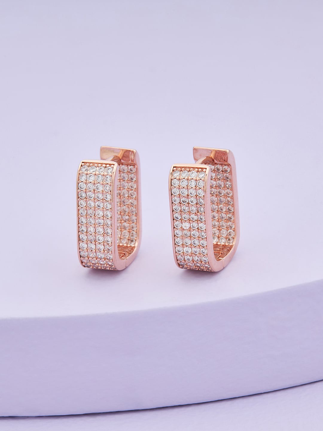 

Kushal's Fashion Jewellery Rose Gold-Plated Contemporary Hoop Earrings, White