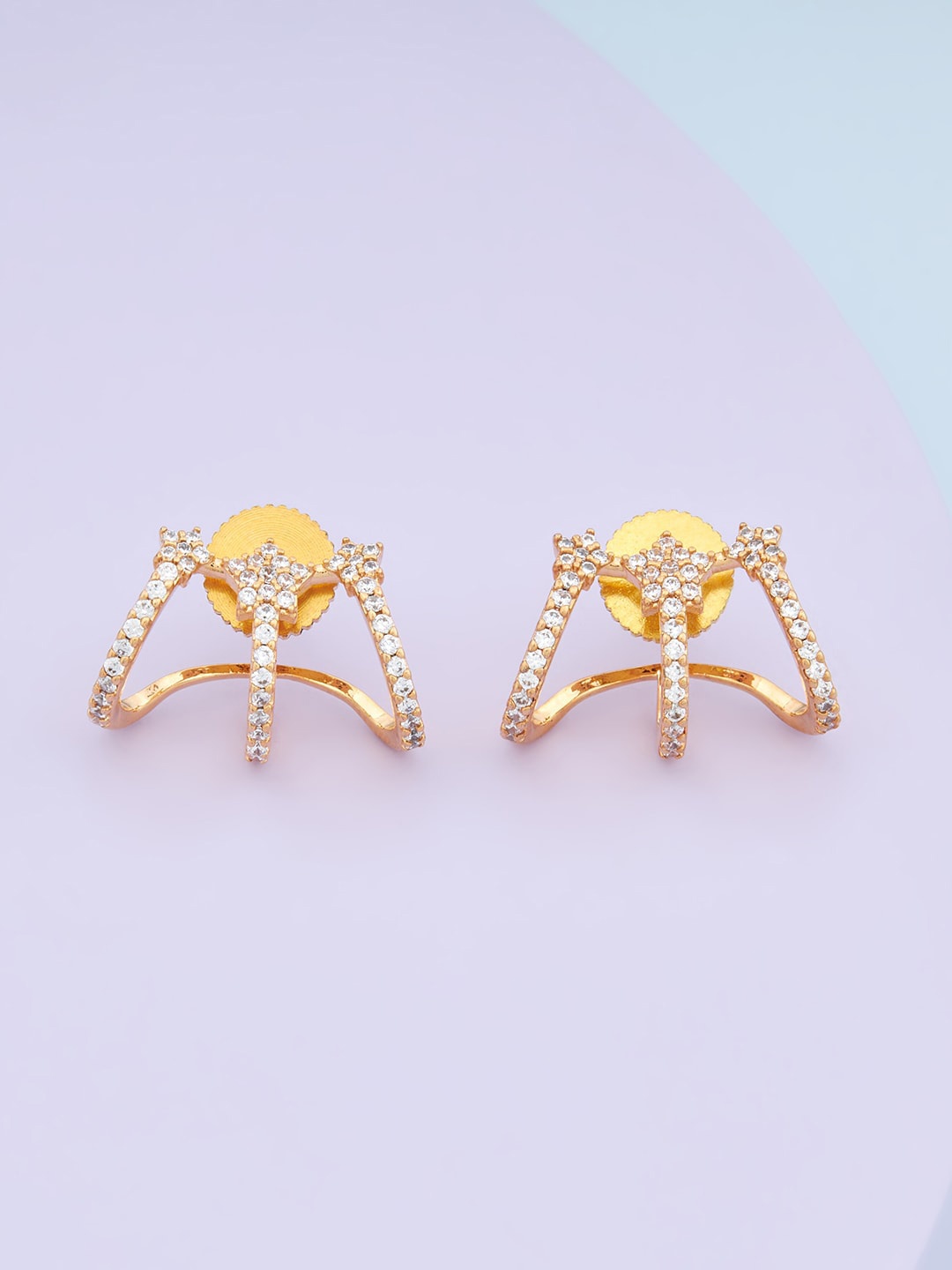 

Kushal's Fashion Jewellery Contemporary Gold Plated Studs Earrings, White