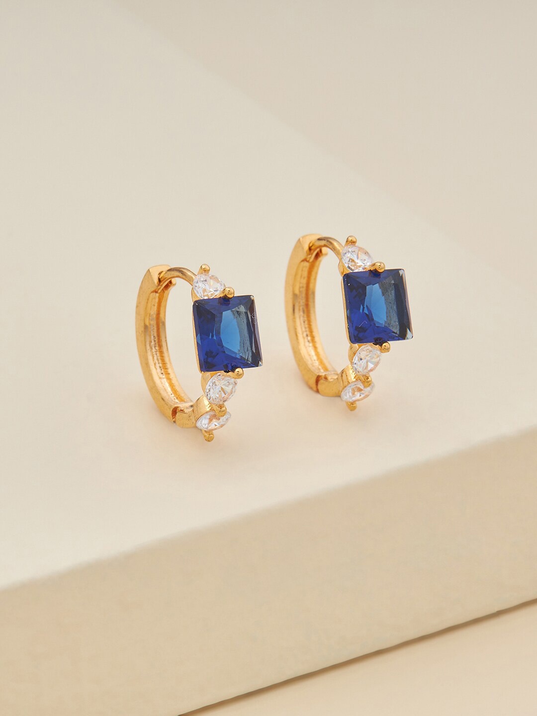 

Kushal's Fashion Jewellery Contemporary Gold-Plated Hoop Earrings, Blue