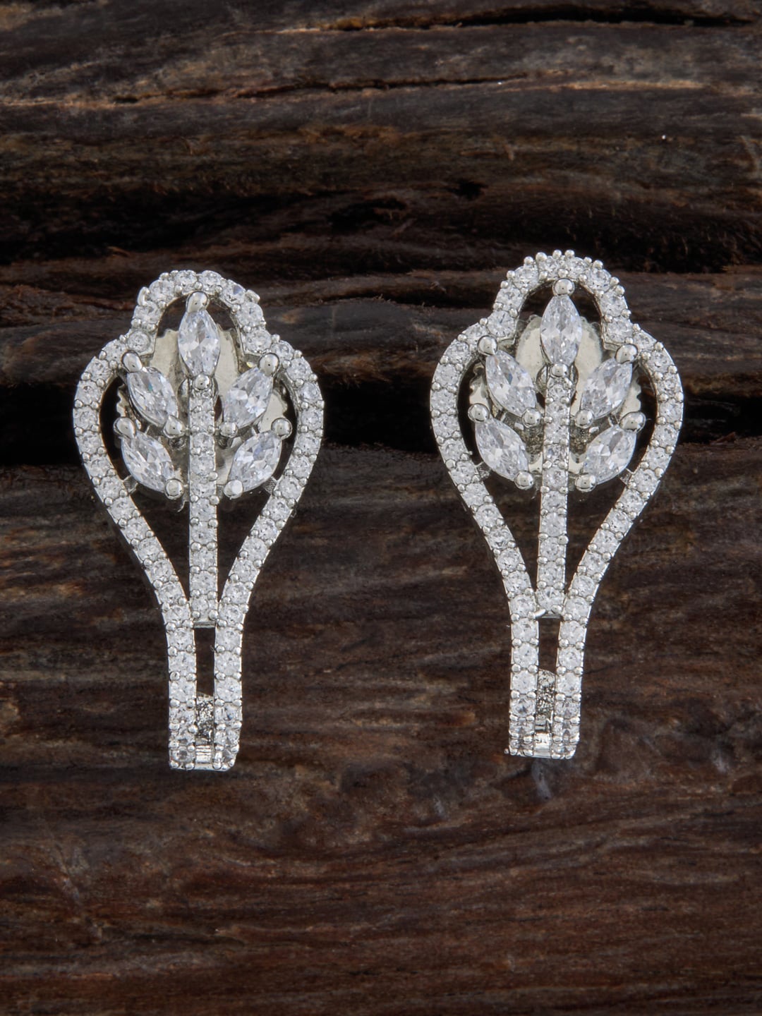 

Kushal's Fashion Jewellery Contemporary Rhodium Plated Studs Earrings, White