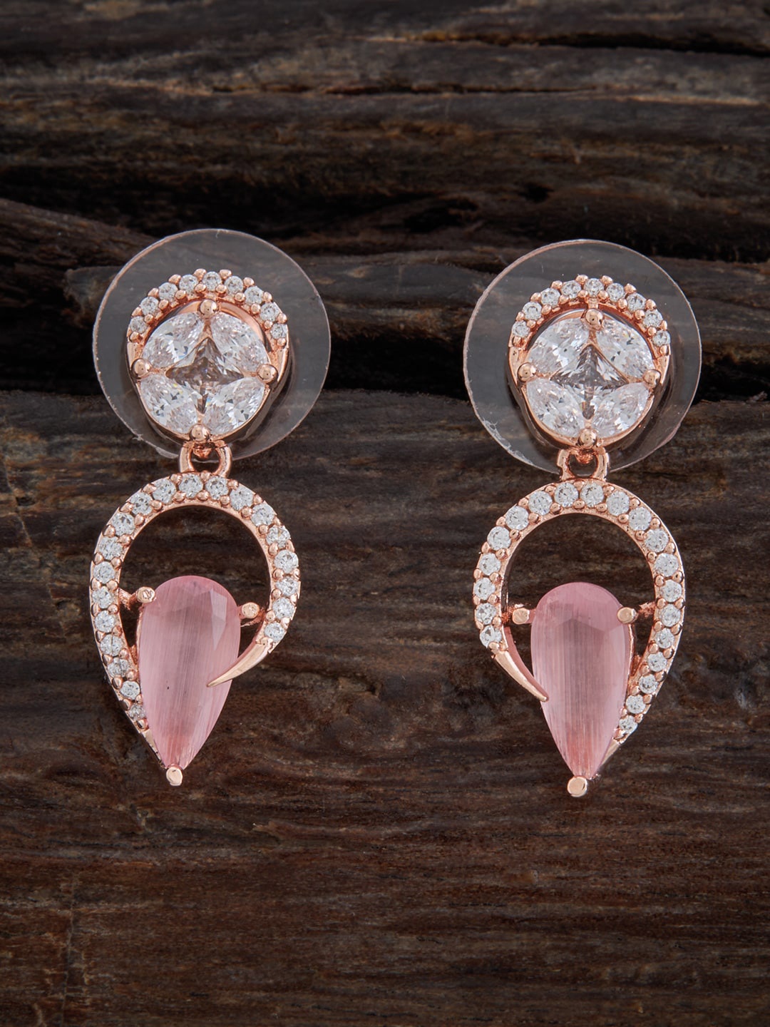 

Kushal's Fashion Jewellery Rose Gold-Plated Contemporary Drop Earrings, Pink