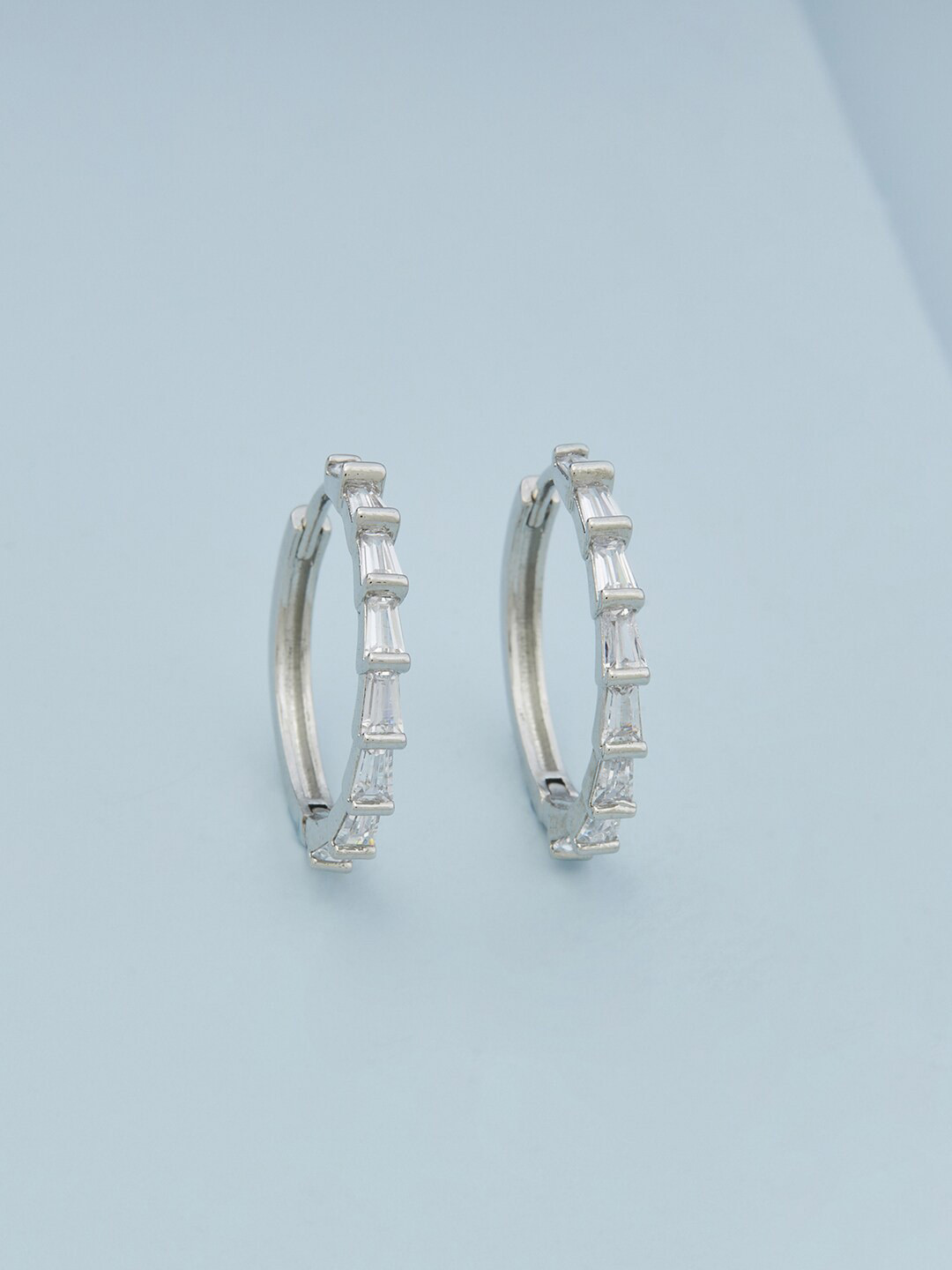 

Kushal's Fashion Jewellery Rhodium Plated Circular Hoop Earrings, White