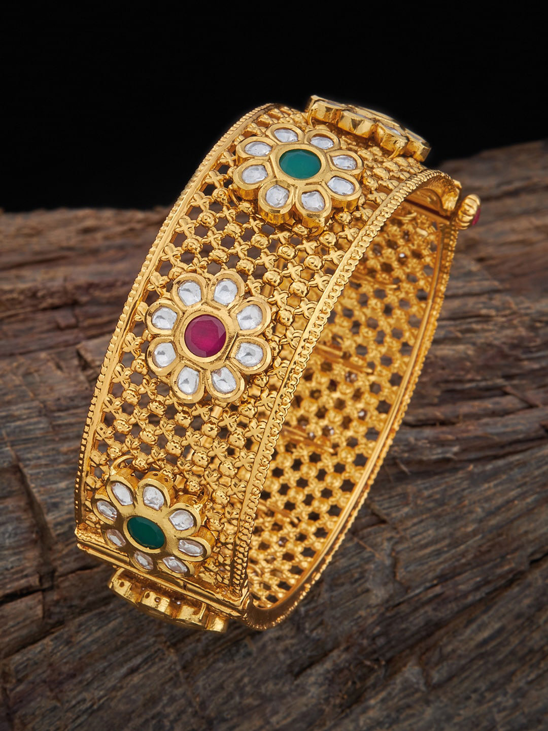 

Kushal's Fashion Jewellery Gold-Plated Kundan-Studded Bangle