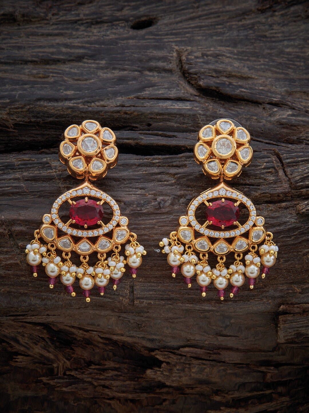 

Kushal's Fashion Jewellery Gold-Plated Contemporary Drop Earrings, White