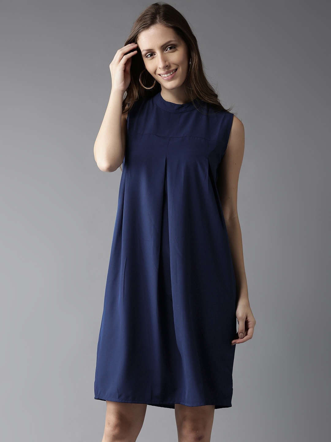 

HERE&NOW Women Blue Solid A-Line Dress