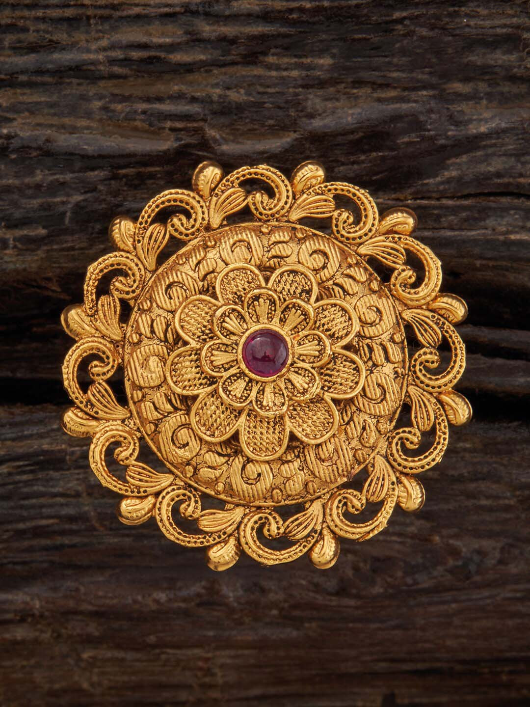 

Kushal's Fashion Jewellery Stone Studded Adjustable Antique Finger Ring, Gold