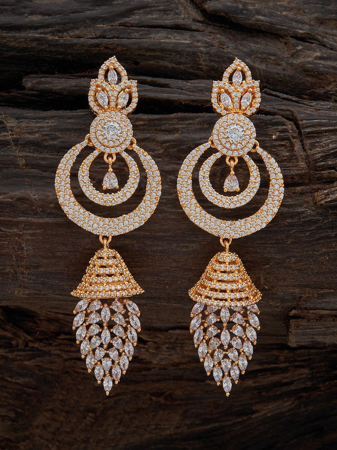 

Kushal's Fashion Jewellery Gold Plated Contemporary CZ Studded Drop Earrings, White