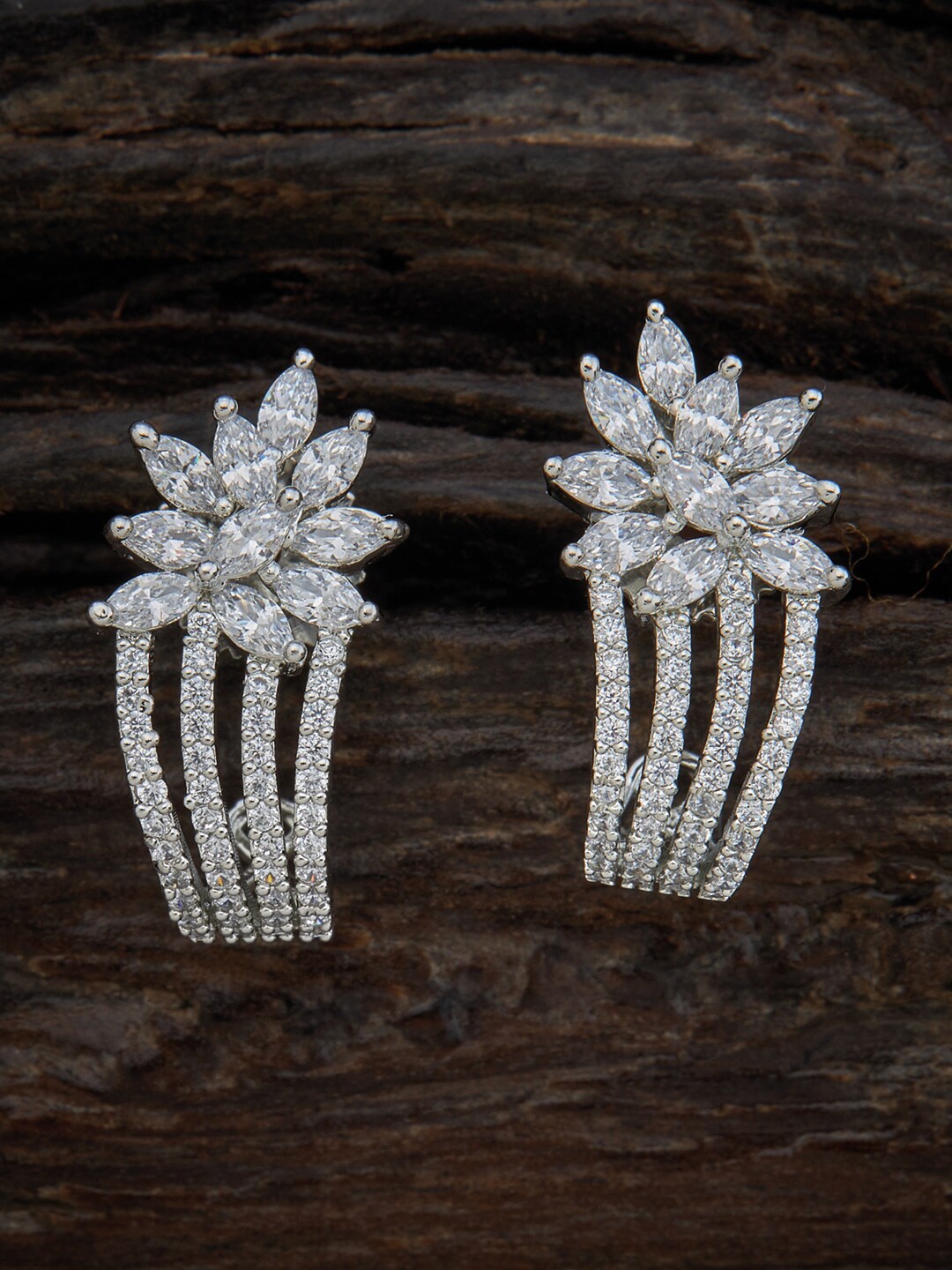 

Kushal's Fashion Jewellery Rhodium-Plated Cubic Zirconia Earrings, White