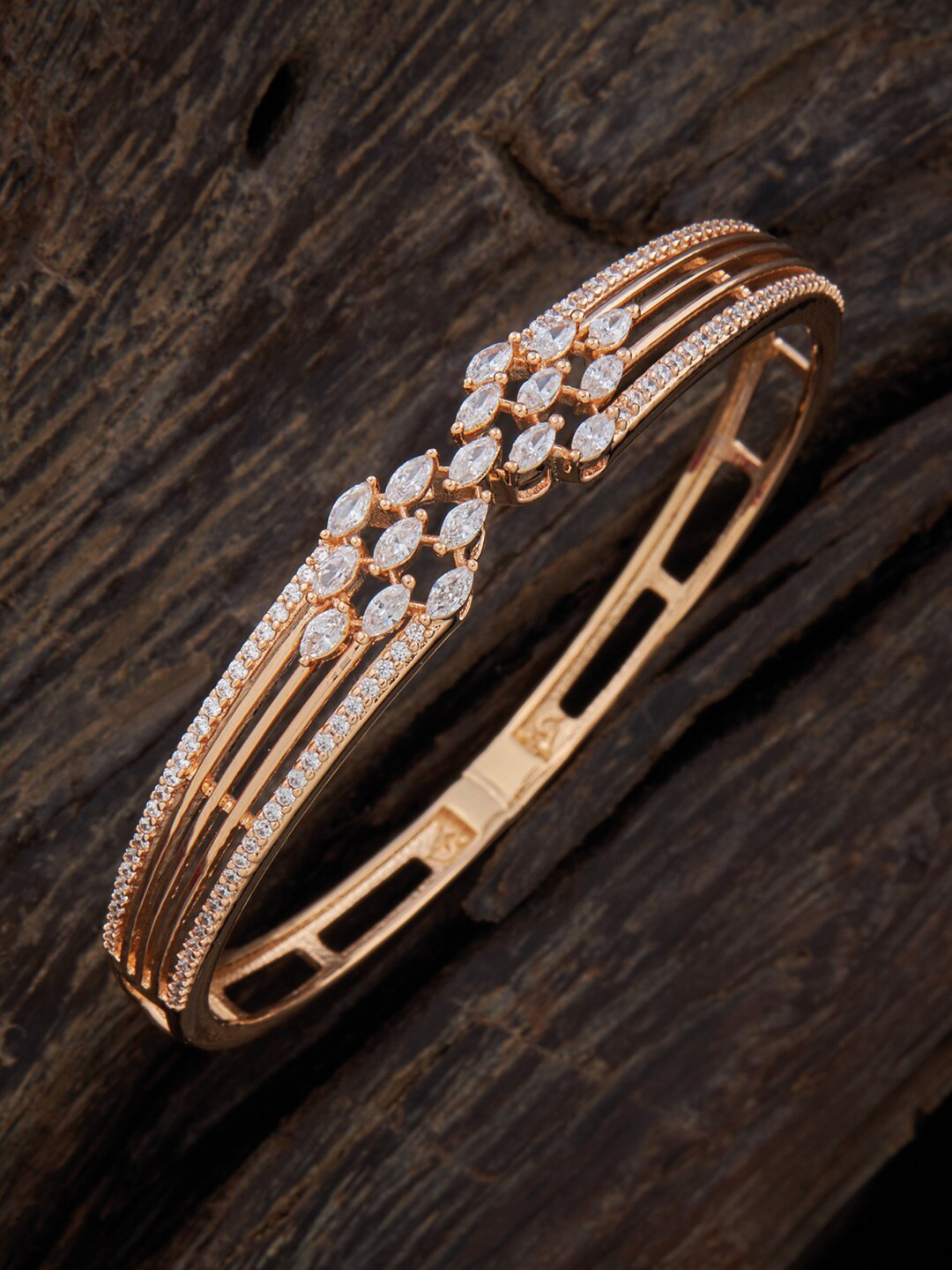 

Kushal's Fashion Jewellery Gold-Plated Cubic Zirconia Bangle-Style Bracelet, White