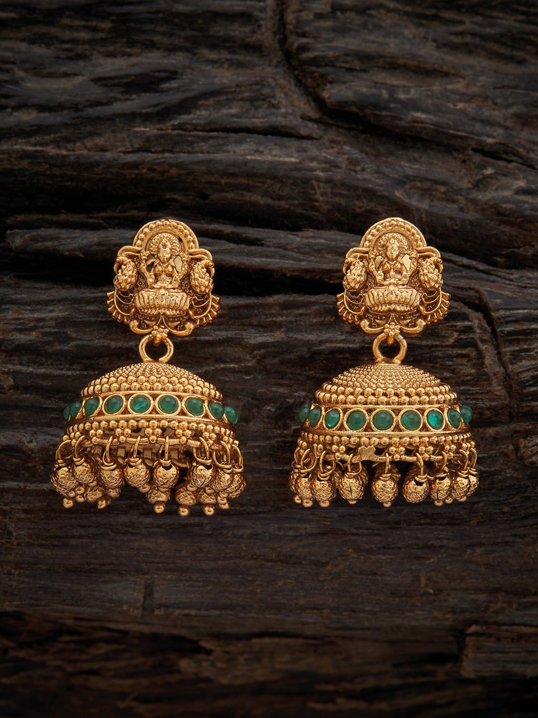 

Kushal's Fashion Jewellery Gold Plated Contemporary Antique Jumkhas, Green
