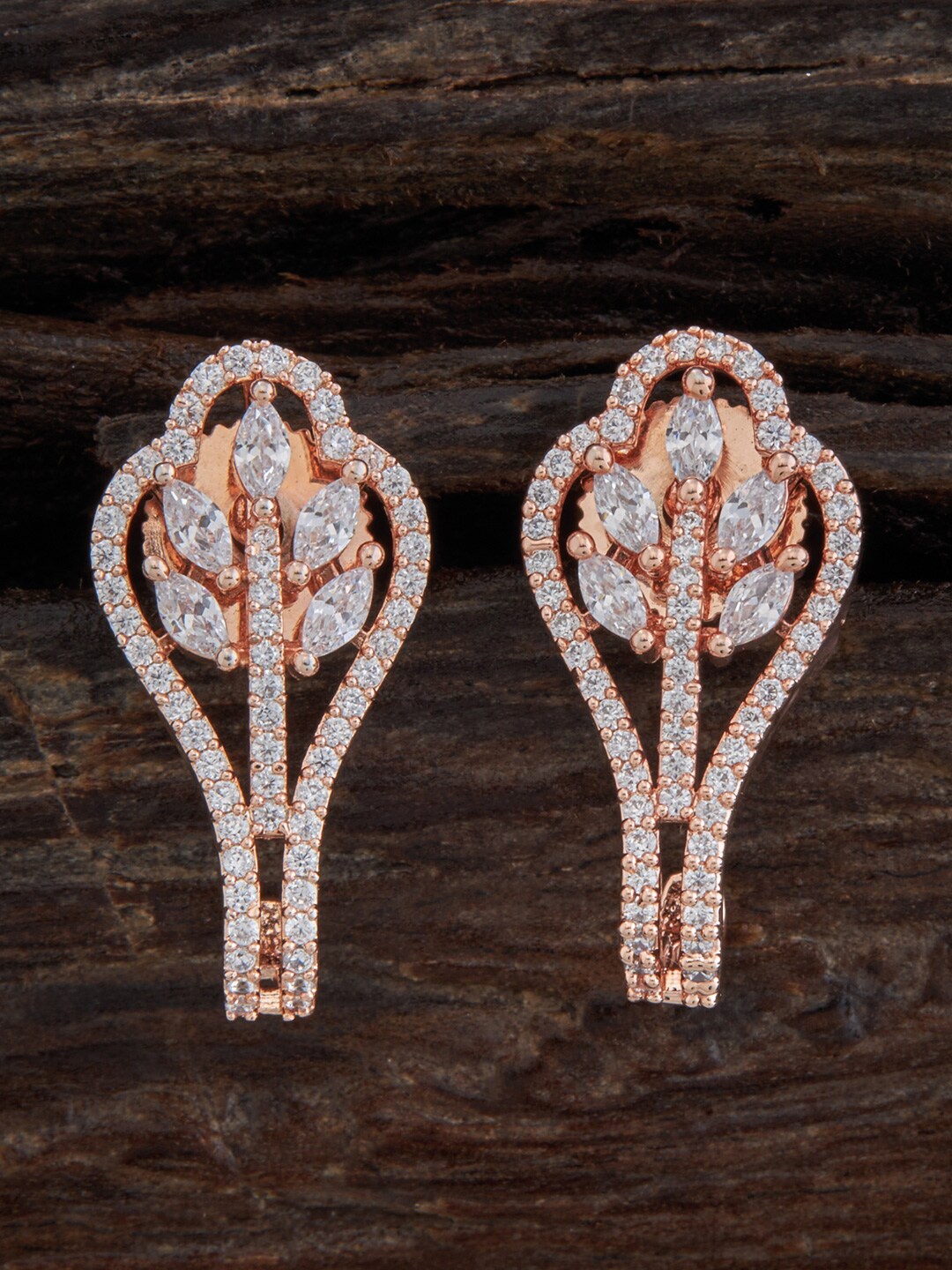 

Kushal's Fashion Jewellery Rose-Gold Plated Contemporary Stud Earrings, White