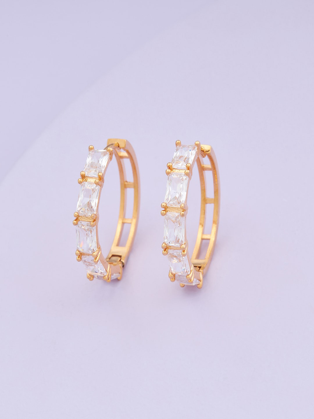 

Kushal's Fashion Jewellery Gold Plated Contemporary Hoop Earrings, White