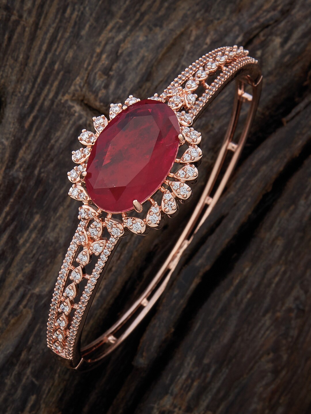 

Kushal's Fashion Jewellery Women Cubic Zirconia Rose Gold-Plated Bangle-Style Bracelet