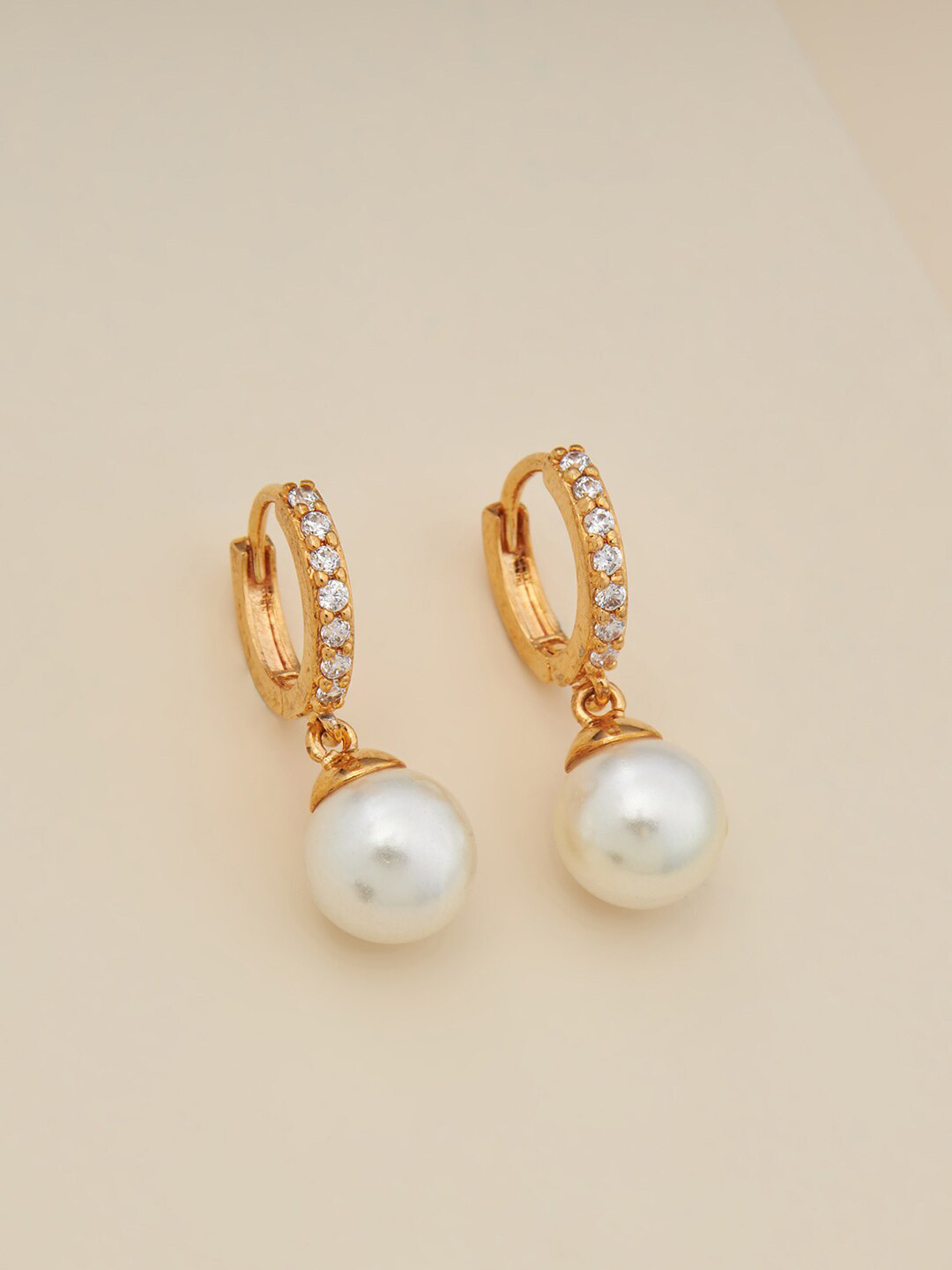 

Kushal's Fashion Jewellery Gold-Plated Circular Hoop Earrings, White