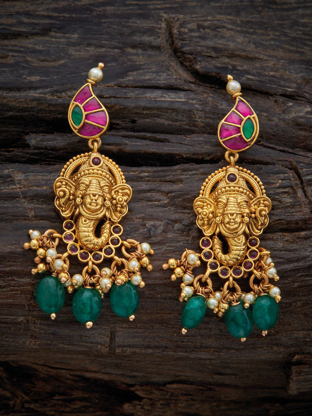 

Kushal's Fashion Jewellery 92.5 Pure Silver Gold-Plated Contemporary Drop Earrings, Pink