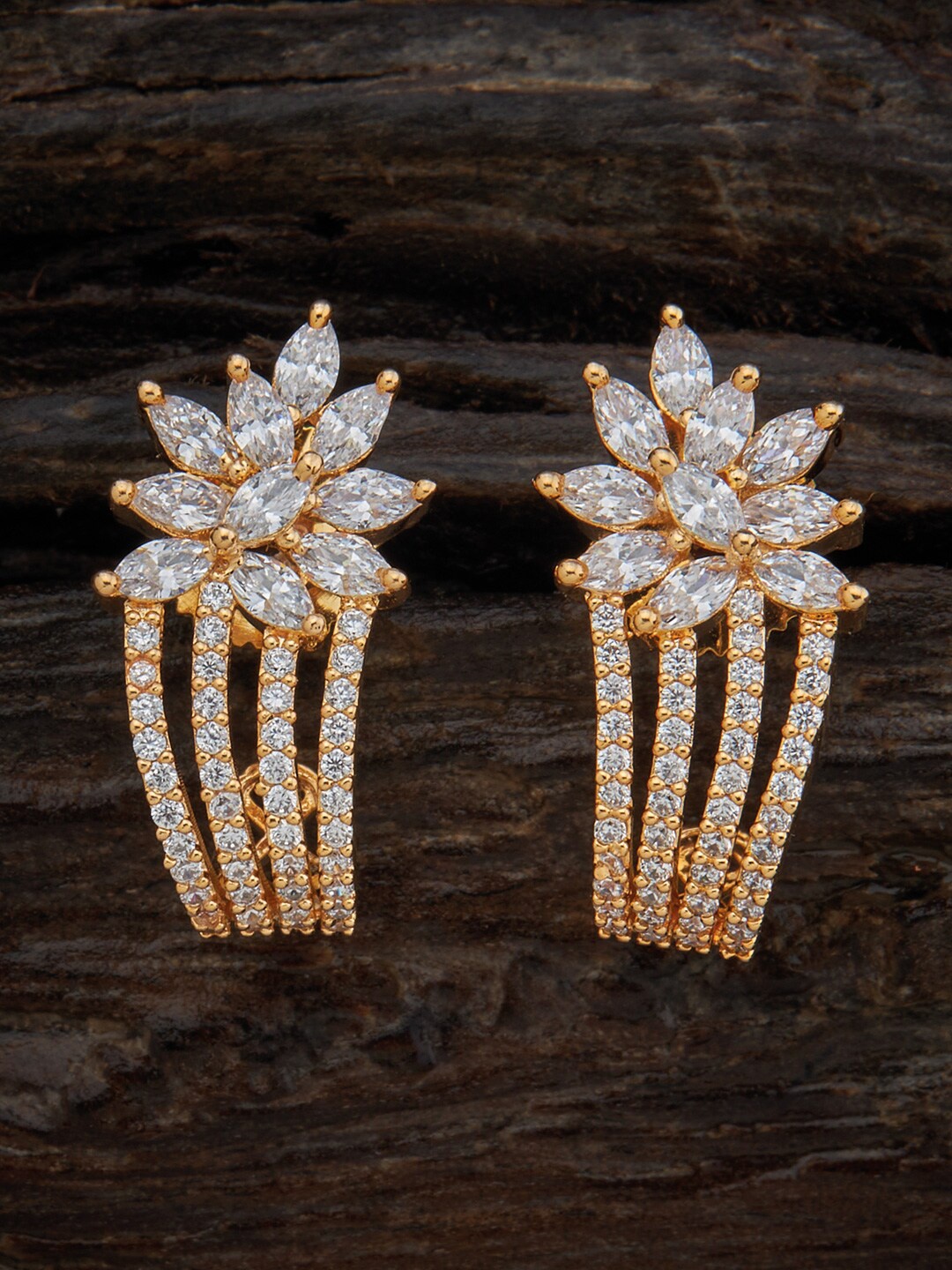 

Kushal's Fashion Jewellery Gold-Plated Contemporary Half Hoop Earrings, White