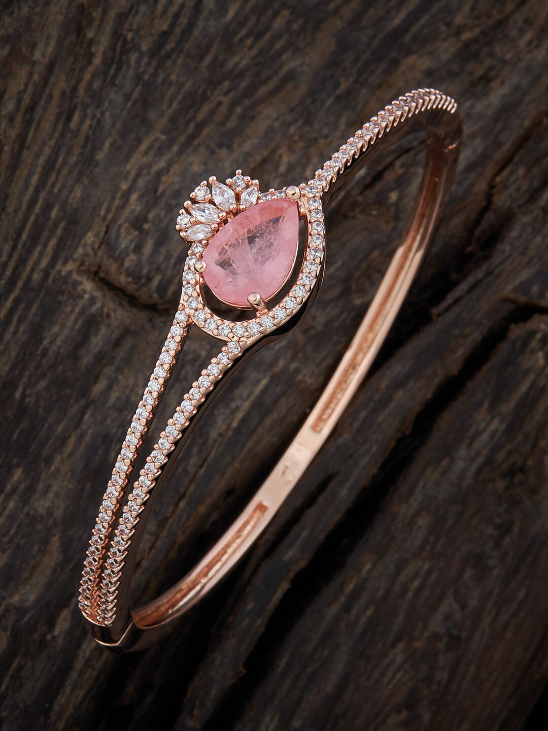 

Kushal's Fashion Jewellery Cubic Zirconia Antique Rose Gold-Plated Bangle-Style Bracelet