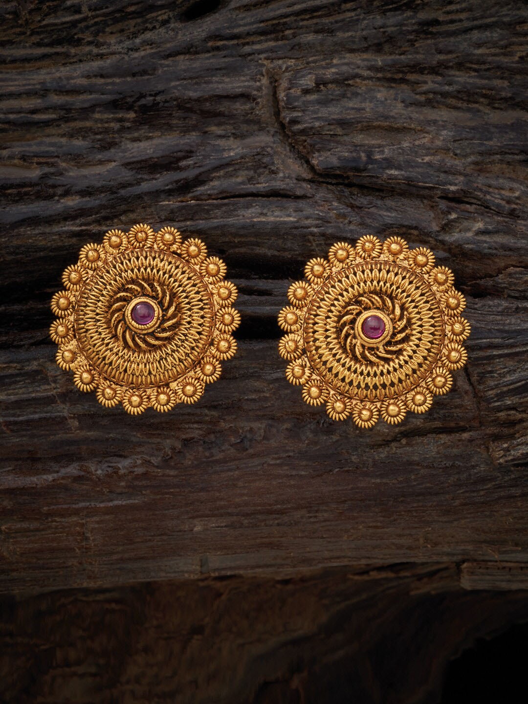 

Kushal's Fashion Jewellery Circular Studs Earrings, Red