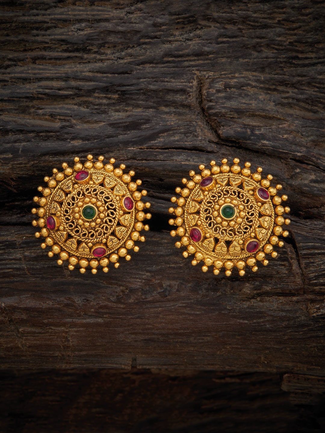 

Kushal's Fashion Jewellery 92.5 Pure Silver & Gold-Plated Circular Studs Earrings, Pink