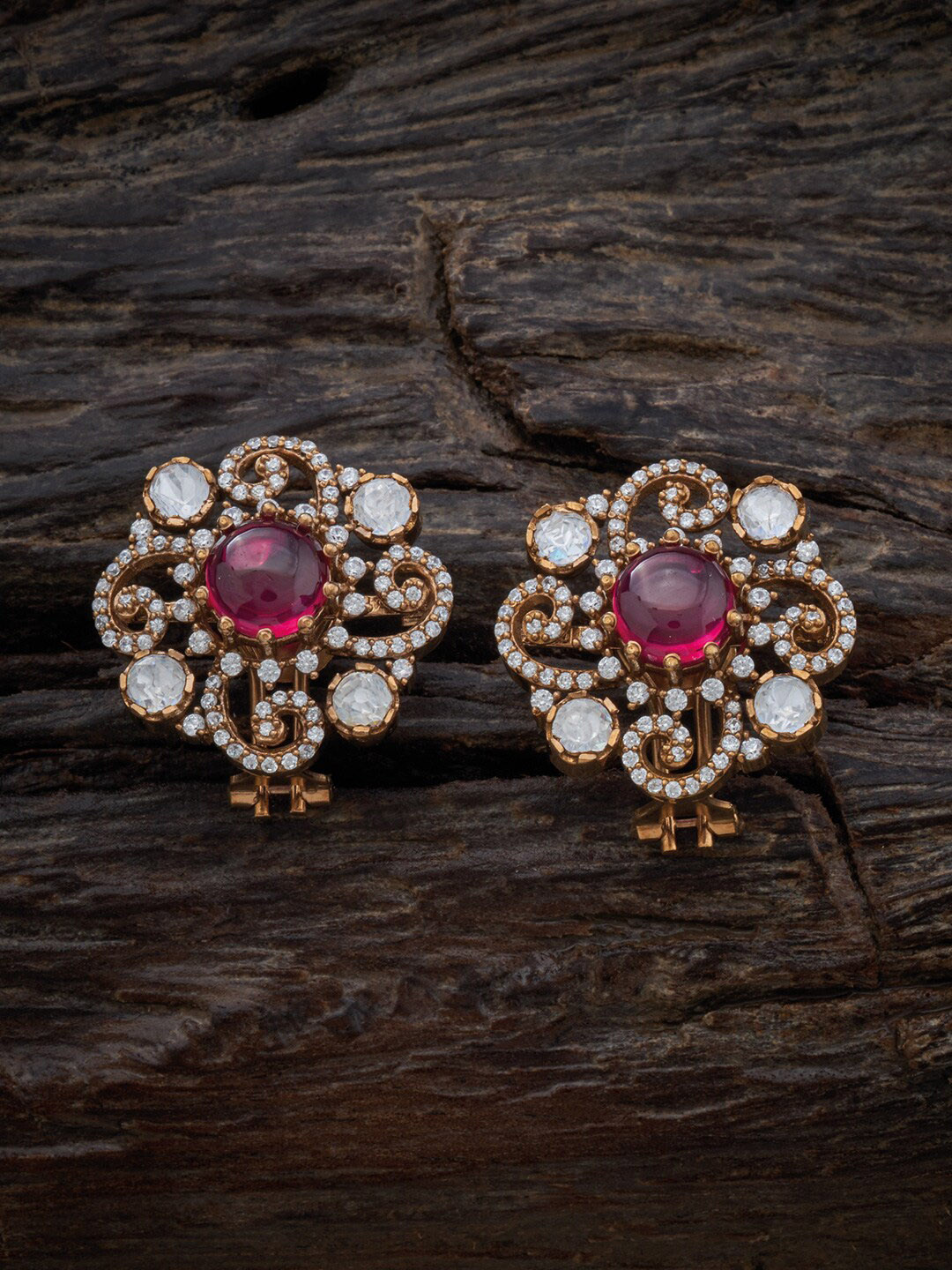 

Kushal's Fashion Jewellery 92.5 Pure Silver & Gold-Plated Floral Studs Earrings, Pink