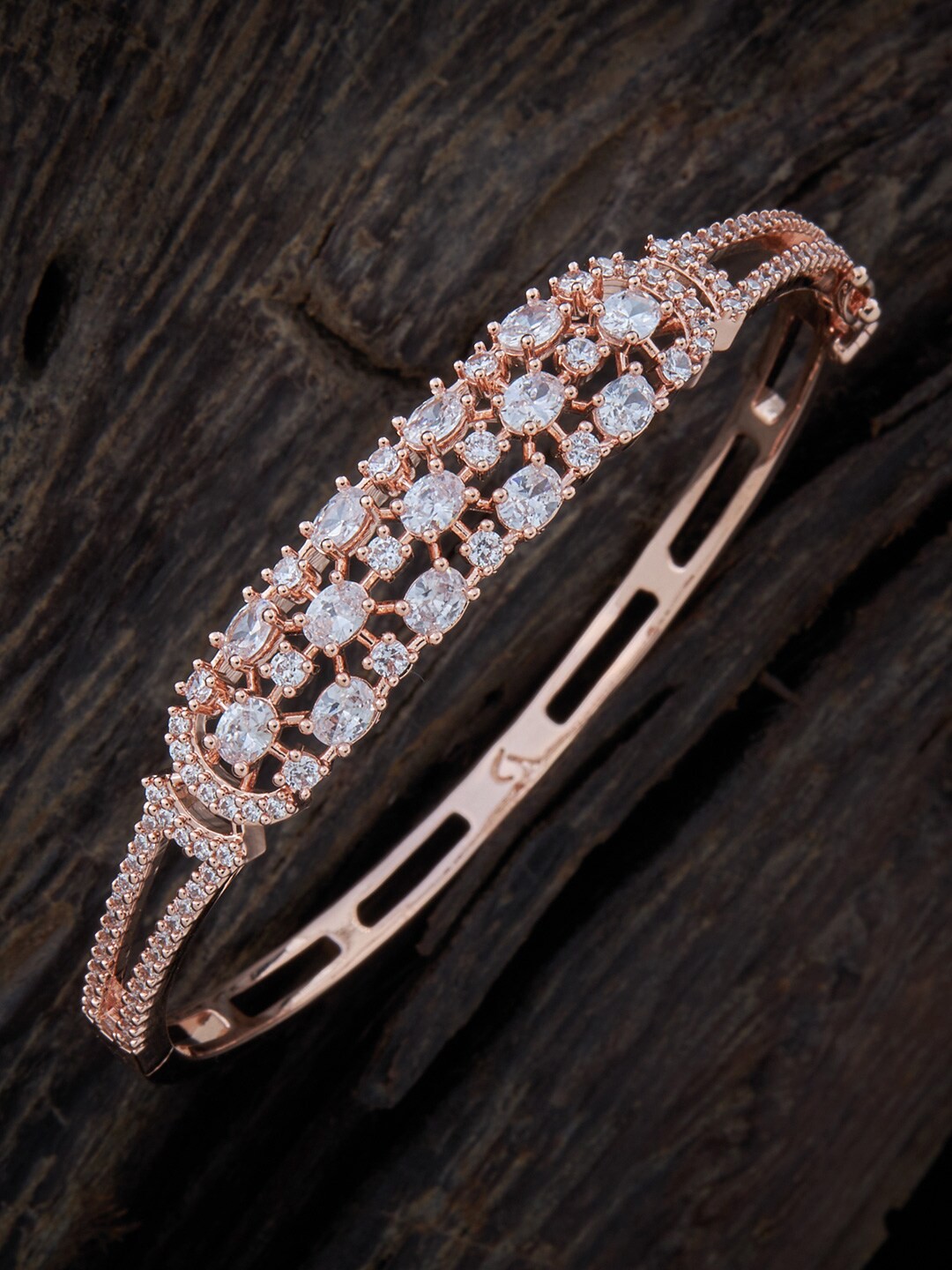 

Kushal's Fashion Jewellery Cubic Zirconia Antique Rose Gold-Plated Bangle-Style Bracelet
