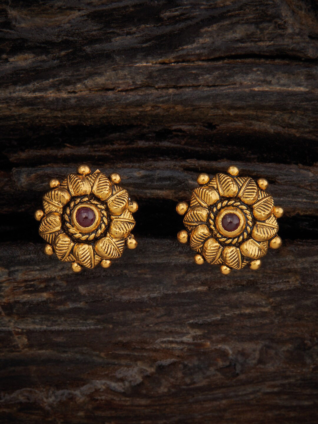 

Kushal's Fashion Jewellery 92.5 Pure Silver Contemporary Rhodium-Plated Studs Earrings, Red