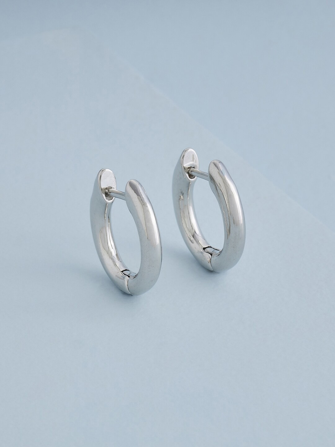 

Kushal's Fashion Jewellery Rhodium-Plated Circular Hoop Earrings, Silver