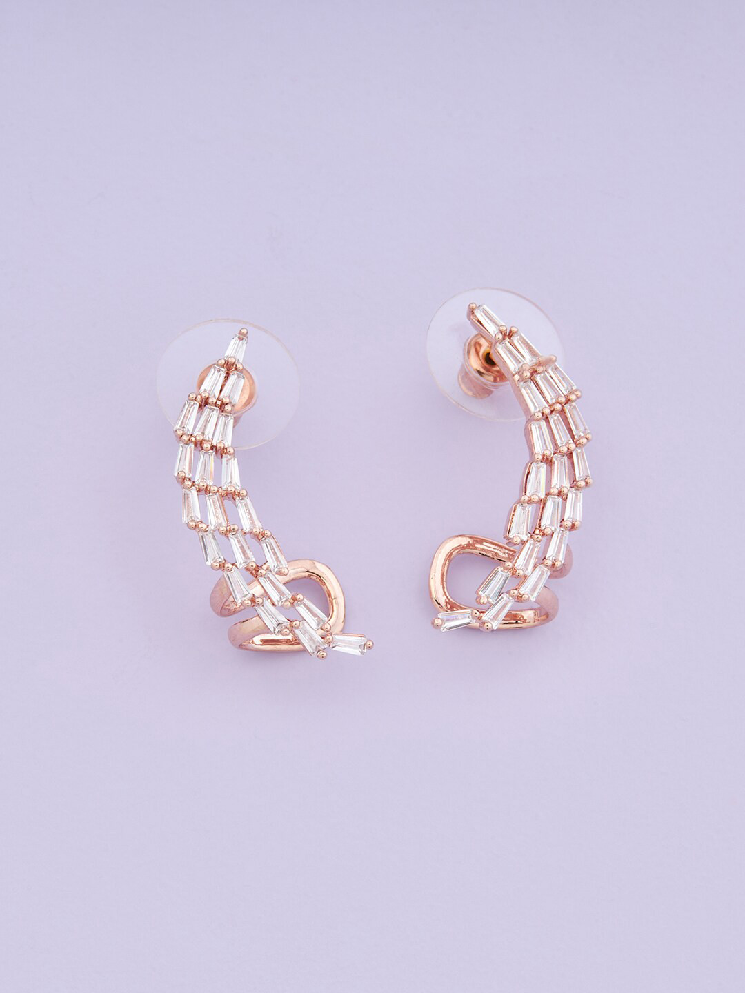

Kushal's Fashion Jewellery Rose Gold-Plated Contemporary Half Hoop Earrings, White