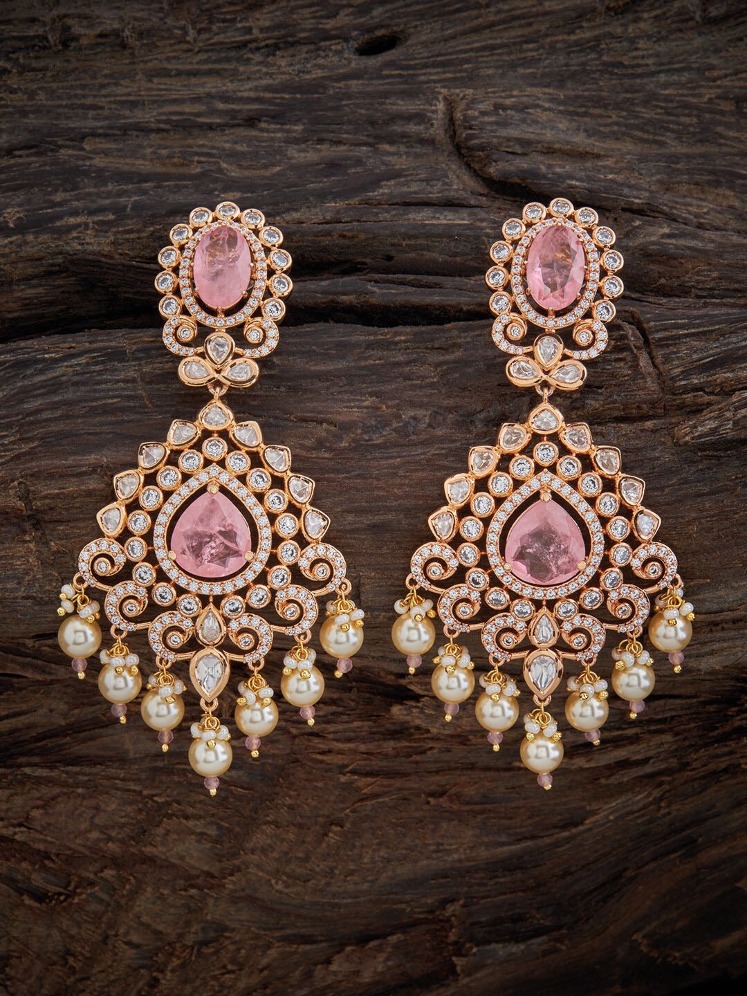 

Kushal's Fashion Jewellery Gold-Plated Contemporary Drop Earrings, Pink