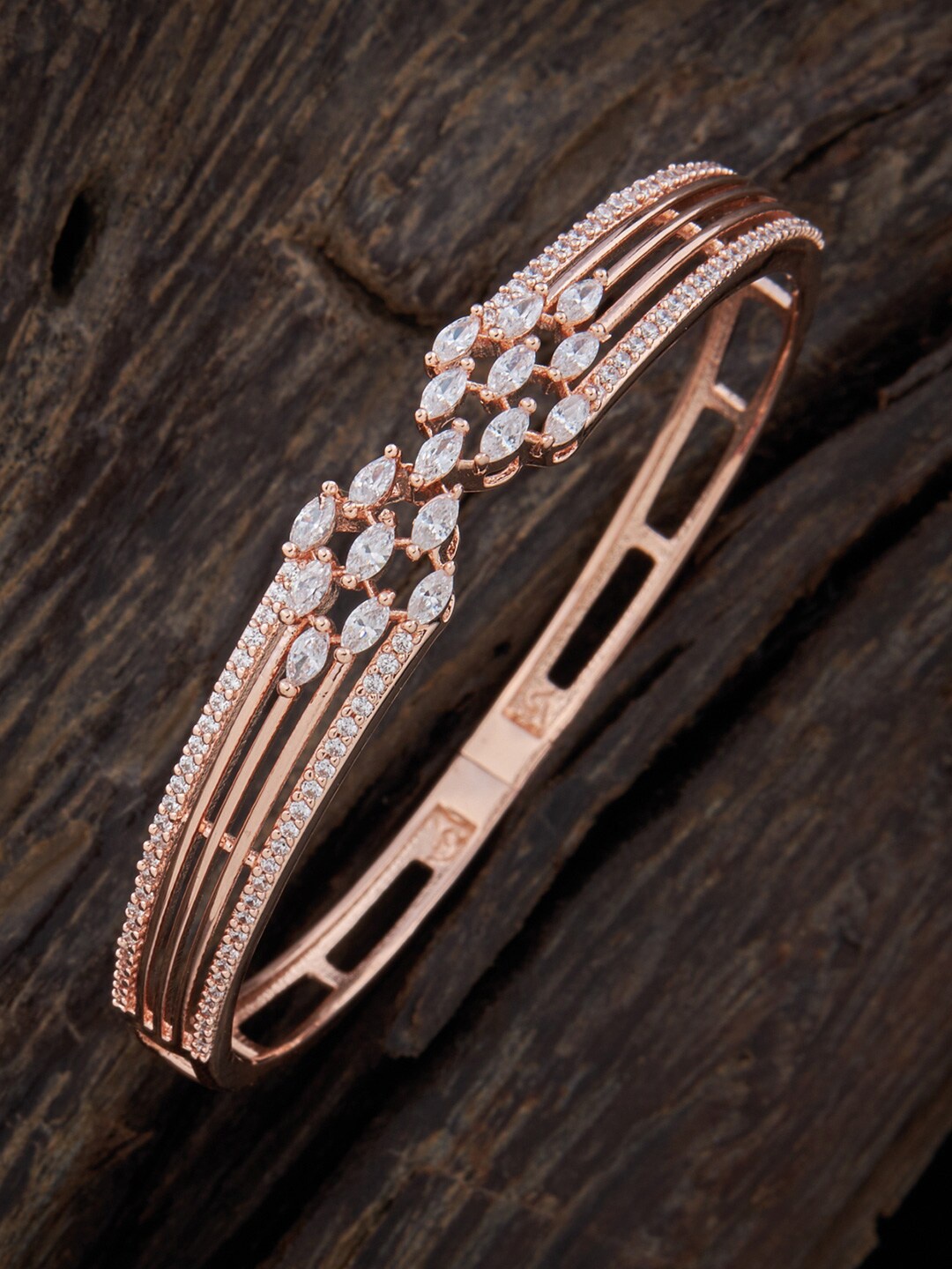 

Kushal's Fashion Jewellery Women Rose Gold-Plated CZ Bangle-Style Bracelet