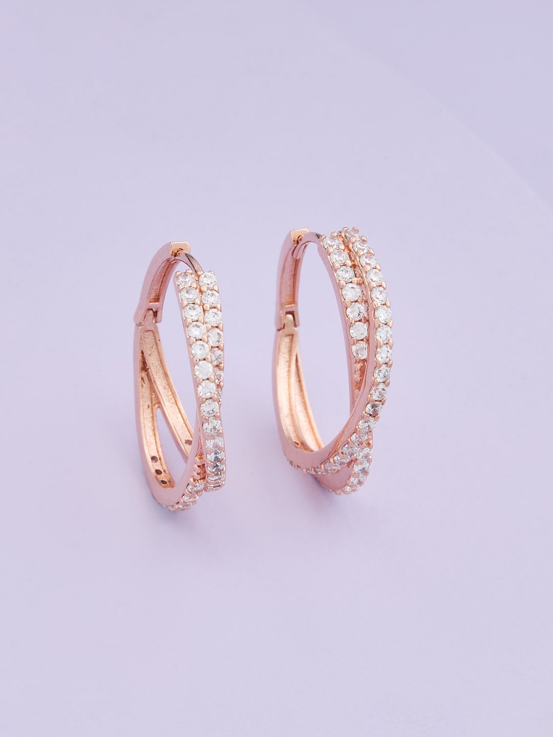 

Kushal's Fashion Jewellery Rose Gold-Plated Contemporary Hoop Earrings, White